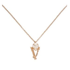 Versace V Vertus Gold-Tone Brass Necklace with Pear Shaped Crystal Charm
